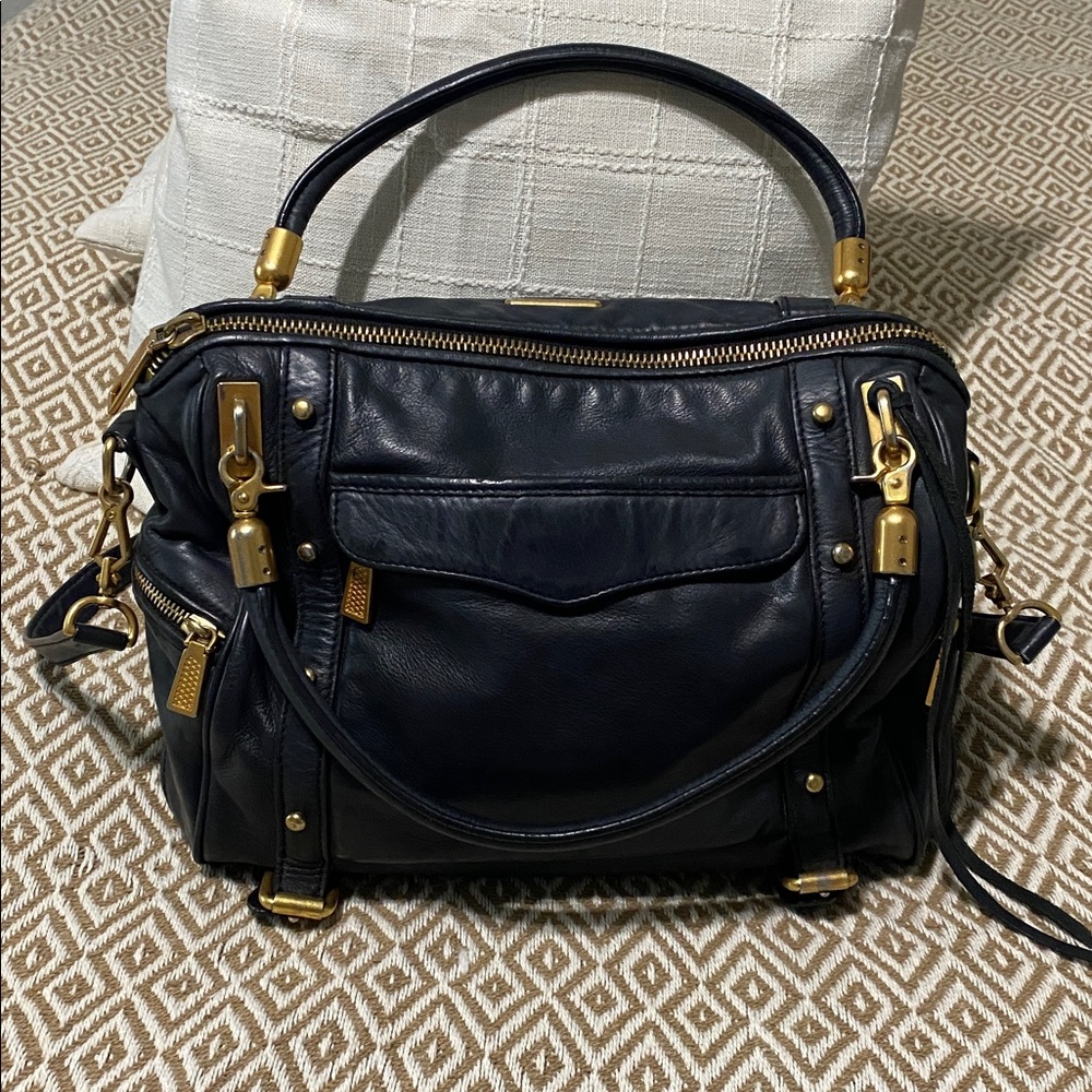 Rebecca Minkoff Black Leather Satchel with Gold Hardware